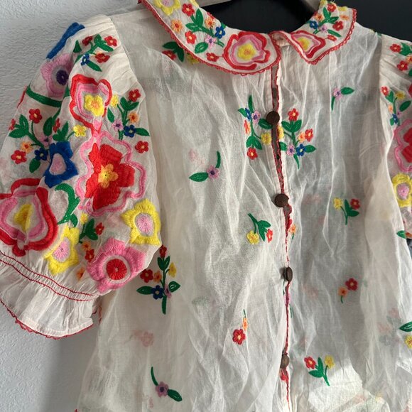 Flowers of Love Top // Free People, small, Embroidery Collared Button-Back Top - Picture 11 of 14